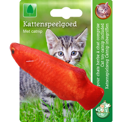 Boon kattenspeelgoed op kaart vis met catnip oranje, 11 cm.