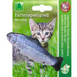 Boon kattenspeelgoed op kaart vis met catnip blauw/grijs, 11 cm.