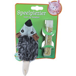 Boon kattenspeelgoed op kaart pluche rat met catnip vulbaar, 18 cm.