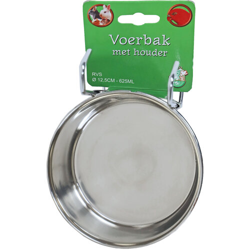 Boon Boon voerbak RVS met houder en print, Ø 12,5 cm - 625 ml.