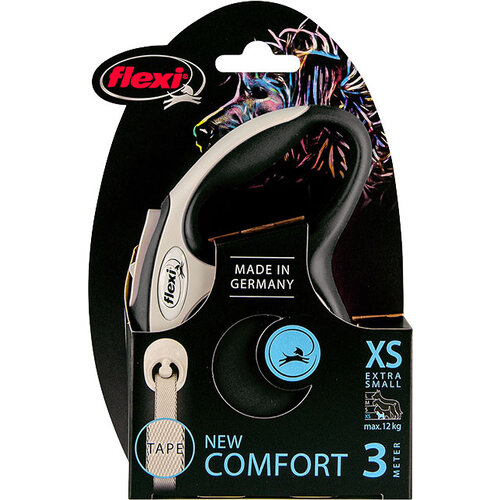 Flexi flexi rollijn NEW COMFORT tape XS zwart, 3 meter.