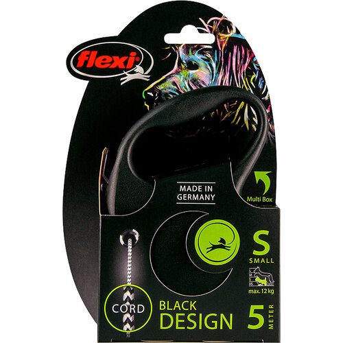 Flexi flexi rollijn BLACK DESIGN cord S zwart, 5 meter.