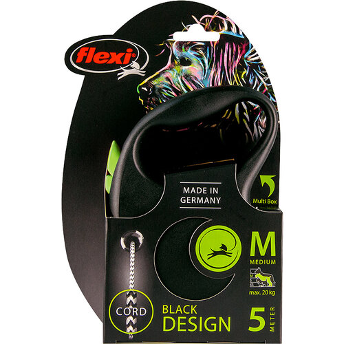 Flexi flexi rollijn BLACK DESIGN cord M groen, 5 meter.