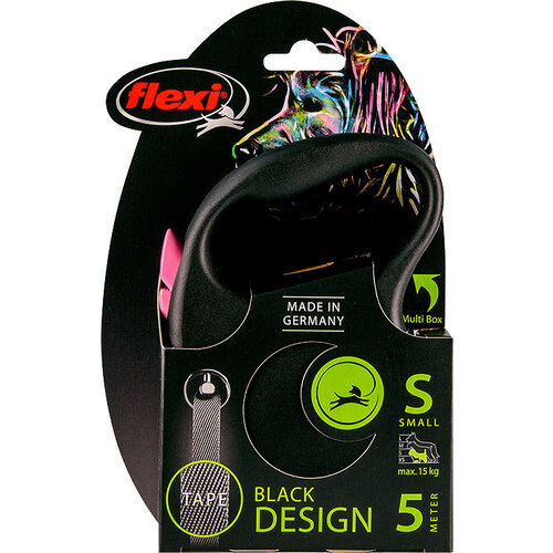 Flexi flexi rollijn BLACK DESIGN tape S roze, 5 meter.