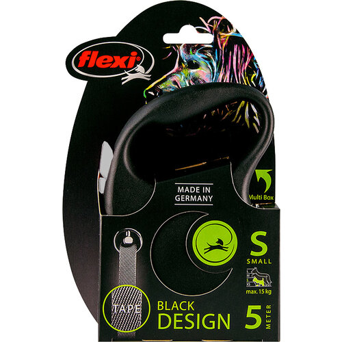 Flexi flexi rollijn BLACK DESIGN tape S zwart, 5 meter.