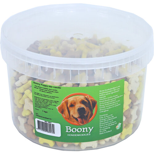 Boony hondenkoek Boony hondenkoek puppy botjes mix vanille, emmer a 1000 gram.