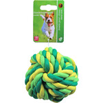 Boon hondenspeelgoed touwbal katoen groen/geel, 10 cm.