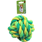 Boon hondenspeelgoed touwbal XXL katoen groen/geel, 17,5 cm.