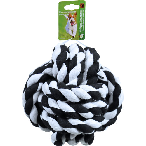 Boon hondenspeelgoed touwbal XXL katoen zwart/wit, 17,5 cm.