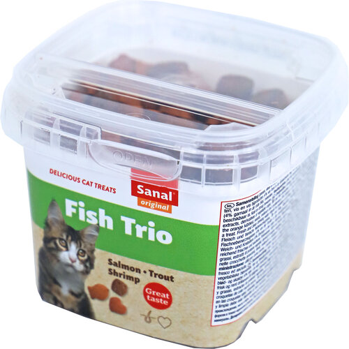 Sanal Sanal kat fish trio cups, 75 gram.