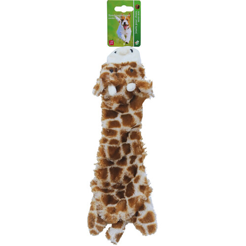 Boon Boon hondenspeelgoed giraffe plat pluche bruin/geel, 35 cm.