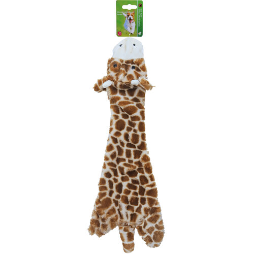 Boon Boon hondenspeelgoed giraffe plat pluche bruin/geel, 55 cm.