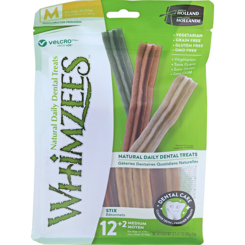 Whimzees Whimzees stix assorti medium, 14 stuks in valuebag.