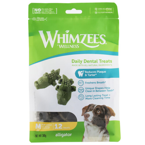Whimzees Whimzees alligator assorti medium, 12 stuks in valuebag.