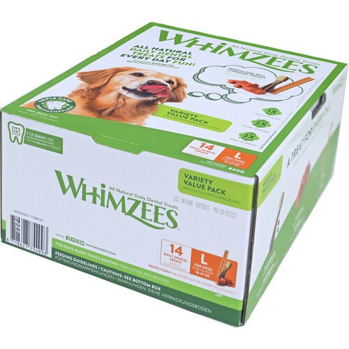 Whimzees Whimzees variety large, 14 stuks in valuebox.