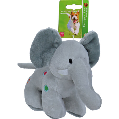 Boon Boon hondenspeelgoed olifant pluche met stippen en piep, 20 cm.