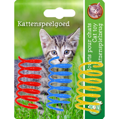 Boon Boon kattenspeelgoed op kaart springveer, Ø 2x5 cm 3 stuks.