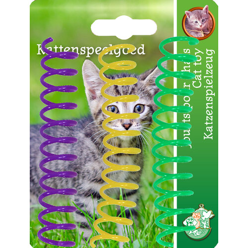 Boon Boon kattenspeelgoed op kaart springveer, Ø 1,5x10 cm 3 stuks.