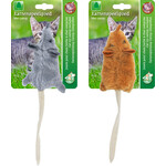 Boon Boon kattenspeelgoed muis pluche grijs/bruin met staart assorti, 18 cm.