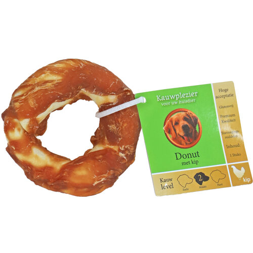 Boony Natuurlijke Snacks Boon Natuurlijke Snack kip, donut met kip 7 cm met label.