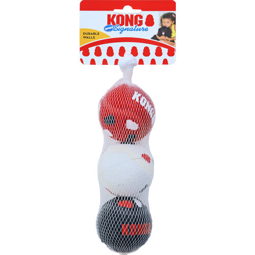 Kong Kong hond Signature Sport balls, medium pak a 3 stuks.