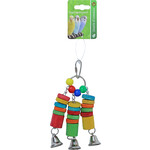 Boon Boon vogelspeelgoed triple dangle hout en 3x metalen bel, 18 cm.