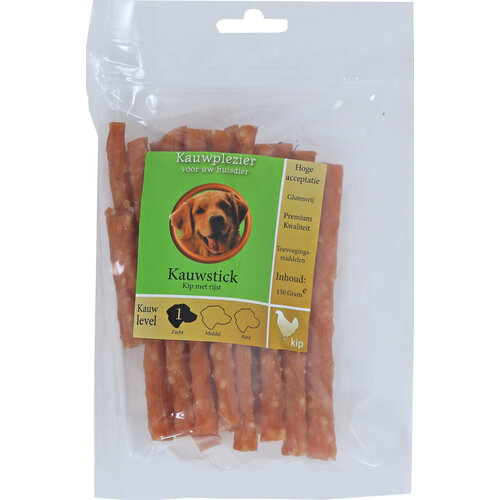 Boony Natuurlijke Snacks Boon Natuurlijke Snack kip, kauwstick soft met rijst, zak a 150 gram.