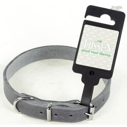 Tijssen goed voor dieren Halsband Vetleer Grijs 1 st. 18 mm / 50 cm