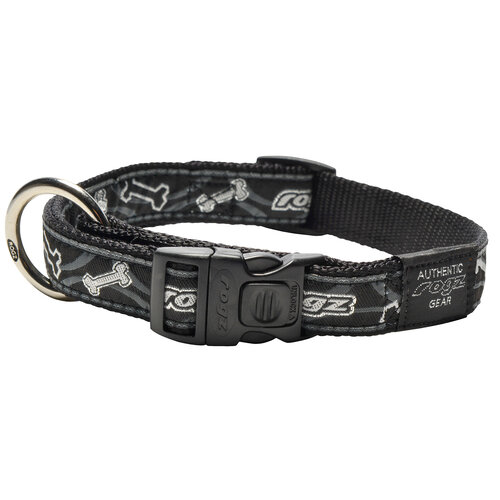 Rogz Beltz Fancy Dress Halsband L Black Bone 1 st. Large