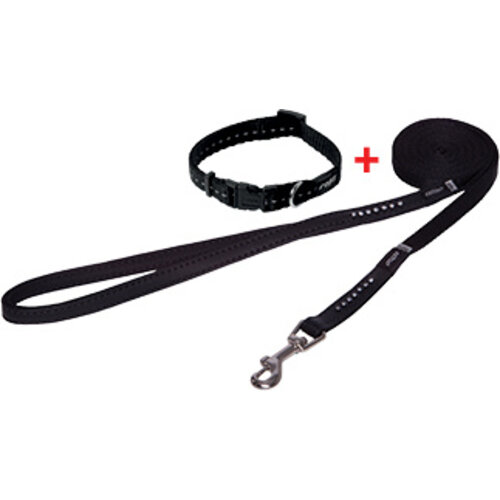 Rogz Beltz Lapz Luna LangeLijn M Zwart+Gratis Halsband 1 st. Medium