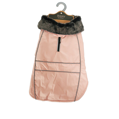 Boony Dog Fashion Boony hondenjas parka bontkraag zacht roze 30cm