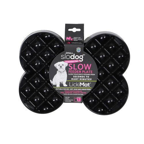 LICKIMAT Lickimat slodog slowfeeder plate hond zwart small 25cm