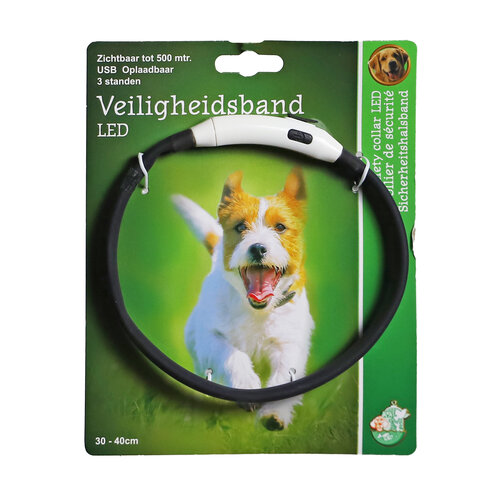 Boon Boon veiligheidshalsband LED 30-40cm verstelbaar zwart