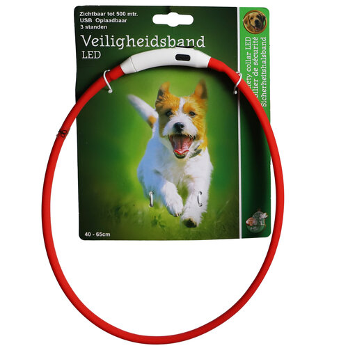 Boon Boon veiligheidshalsband LED 50-65cm verstelbaar rood