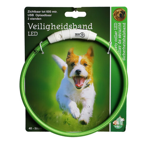 Boon Boon veiligheidshalsband LED nylon 40-50cm verstelbaar groen