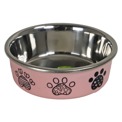 Boon Boon eetbak RVS pawprint 11cm/290ml roze