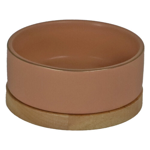 Boon Boon eetbak keramiek/hout zalm roze 13cm