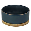 Boon Boon eetbak keramiek/hout petrol blauw  16cm