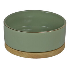 Boon Boon eetbak keramiek/hout zeegroen 16cm