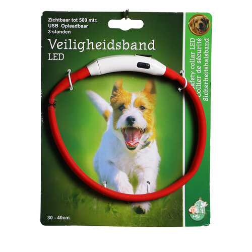 Boon Boon veiligheidshalsband LED 30-40cm verstelbaar rood