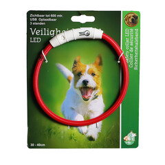 Boon Boon veiligheidshalsband LED nylon 30-40cm verstelbaar rood