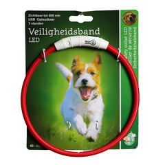 Boon Boon veiligheidshalsband LED nylon 40-50cm verstelbaar rood