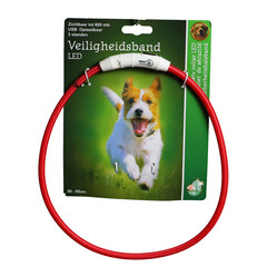 Boon Boon veiligheidshalsband LED nylon 50-65cm verstelbaar  rood
