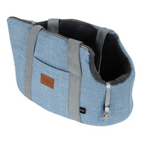 Boony Boony draagtas linnenlook + draagband  46cm pastel blauw