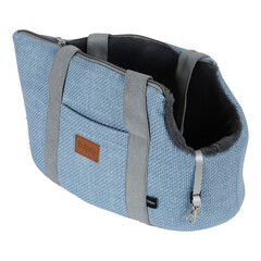 Boony Boony draagtas linnenlook + draagband 46cm pastel blauw