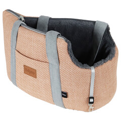 Boony Boony draagtas linnenlook + draagband 46cm pastel roze