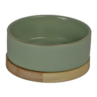 Boon Boon eetbak keramiek/hout zeegroen 13cm