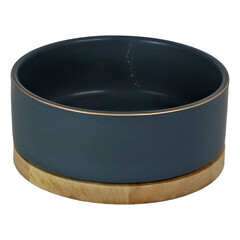 Boon Boon eetbak keramiek/hout petrol blauw 16cm