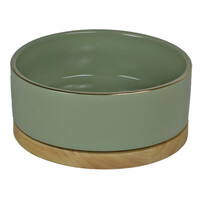 Boon Boon eetbak keramiek/hout zeegroen 16cm