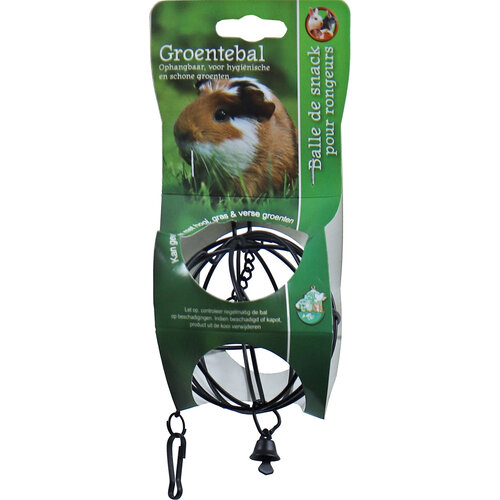 Boon hooi- of groenvoerbal metaal met bel zwart, 8 cm.